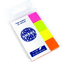INDEX ADEZIV HARTIE 4*20*50MM 40 FILE 4 CULORI NEON GLOBAL NOTES