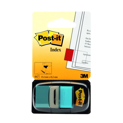 INDEX PLASTIC 25.4*43.7 MM ALBASTRU NEON POST-IT 3M