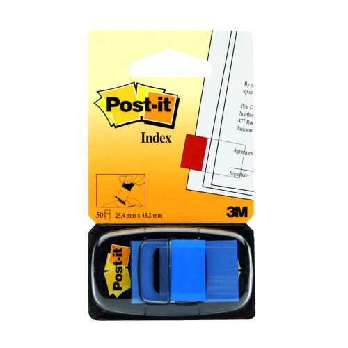 INDEX PLASTIC 25.4*43.7 MM ALBASTRU POST-IT 3M