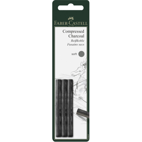 BLISTER 3 BUC CARBUNE PRESAT PITT MONOCHROME SOFT FABER-CASTELL