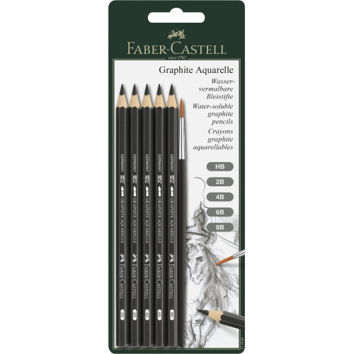 BLISTER 6 BUC CREION GRAFIT AQUARELLE + PENSULA FABER-CASTELL
