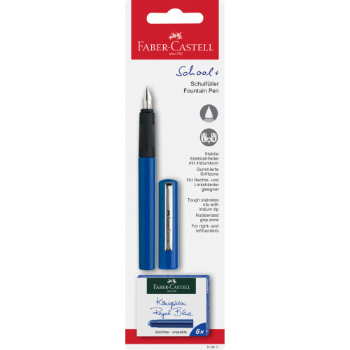 BLISTER STILOU SCOLAR ALBASTRU + 6 CARTUSE FABER-CASTELL