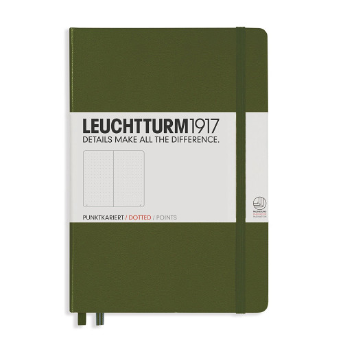 CAIET A5 PUNCTAT COP. RIGIDA VERDE ARMY LEUCHTTURM