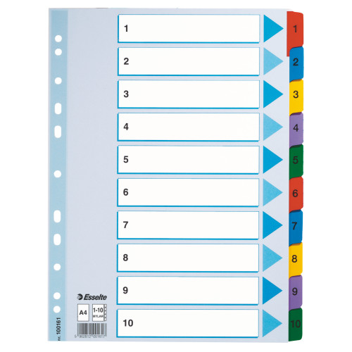 SEPARATOARE INDEX CARTON 1-10 MYLAR ESSELTE