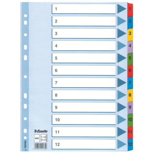 SEPARATOARE INDEX CARTON 1-12 MYLAR ESSELTE