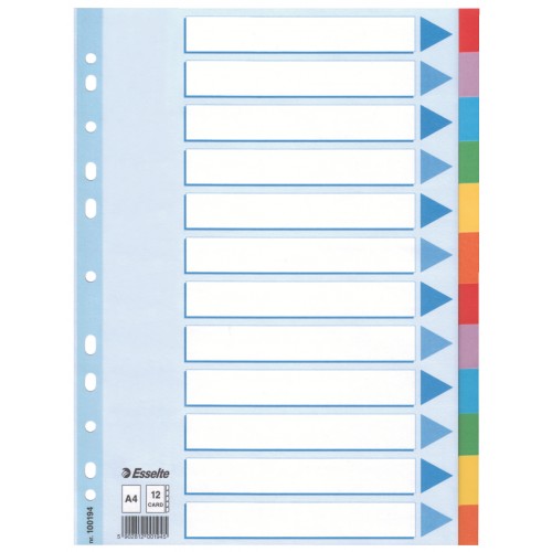 SEPARATOARE INDEX CARTON 12 COLI STANDARD ESSELTE