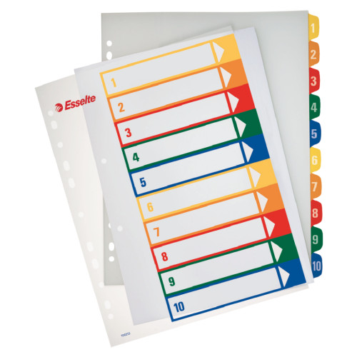 SEPARATOARE INDEX PLASTIC 1-10 IMPRIMABIL ESSELTE