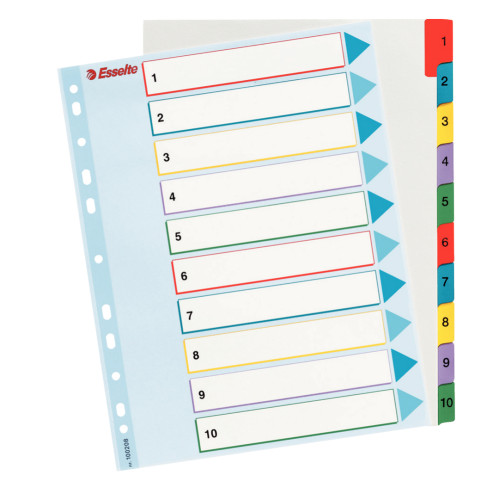 SEPARATOARE INDEX PLASTIC 1-10 REINSCRIPTIBIL ESSELTE