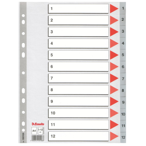 SEPARATOARE INDEX PLASTIC 1-12 ESSELTE