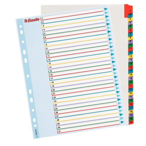 SEPARATOARE INDEX PLASTIC 1-31 REINSCRIPTIBIL ESSELTE