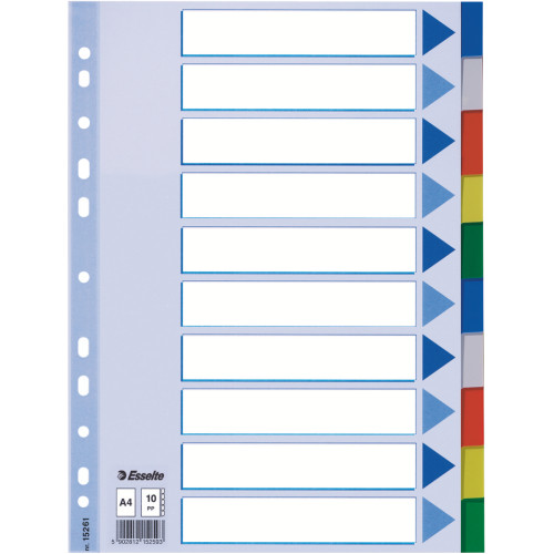 SEPARATOARE INDEX PLASTIC 10 CULORI ESSELTE