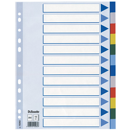 SEPARATOARE INDEX PLASTIC 12 CULORI ESSELTE