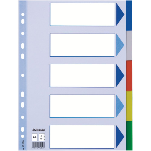 SEPARATOARE INDEX PLASTIC 5 CULORI ESSELTE