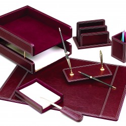 SET DE BIROU DIN PIELE BORDO 7 PIESE