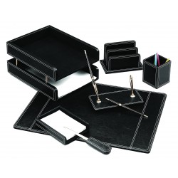 SET DE BIROU DIN PIELE NEGRU 7 PIESE