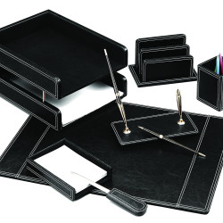 SET DE BIROU DIN PIELE NEGRU 7 PIESE