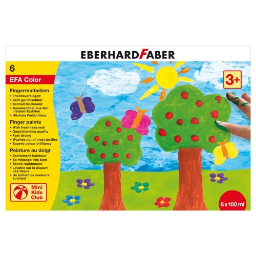SET PICTURA CU DEGETELE 6 CULORI 100ML EBERHARD FABER