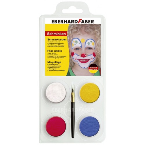 SET PICTURA PENTRU FATA 4 CULORI + PENSULA CLOWN EBERHARD FABER