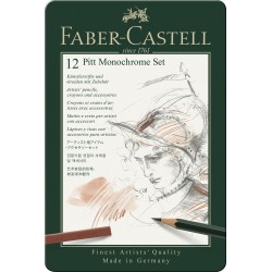 SET PITT MONOCHROME 12 BUC NOU FABER-CASTELL