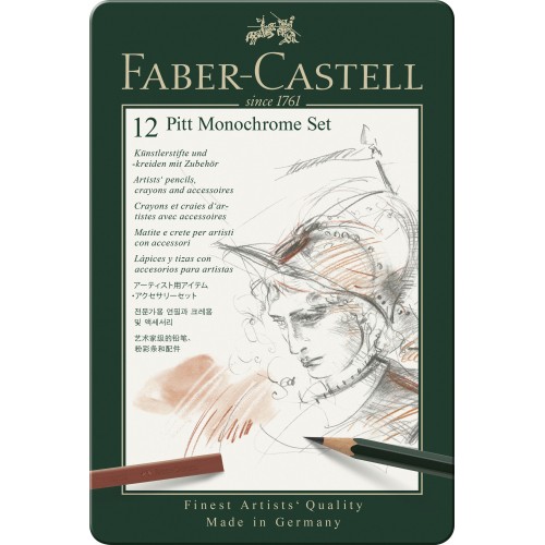 SET PITT MONOCHROME 12 BUC NOU FABER-CASTELL