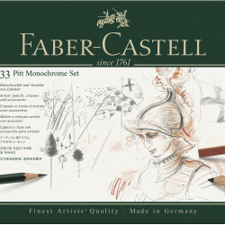SET PITT MONOCHROME GRAFIT+CARBUNE+PASTEL 33 BUC FABER-CASTELL