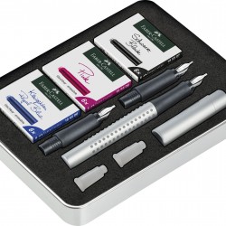 SET STILOU CALIGRAFIC GRIP 2011 ARGINTIU FABER-CASTELL