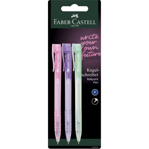 BLISTER 3 BUC ROLLER 0.5MM SEMI-GEL CU MECANISM CUL PASTEL MINA ALBASTRA RX5 FABER-CASTELL