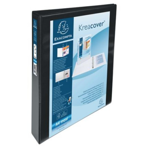 CAIET MECANIC A4+ 4 INELE 44 MM 2 BUZUNARE KREACOVER NEGRU EXACOMPTA
