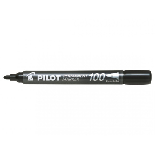 MARKER PERMANENT NEGRU VARF ROTUND 3MM 100 PILOT