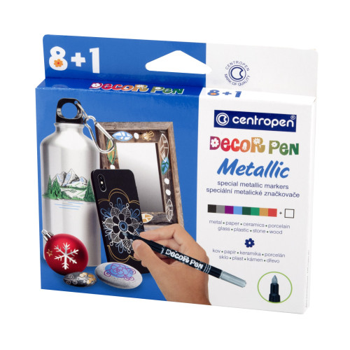 MARKERE PERMANENTE PT DECOR. SLIM 8+1 CULORI METALICE 2737 CENTROPEN