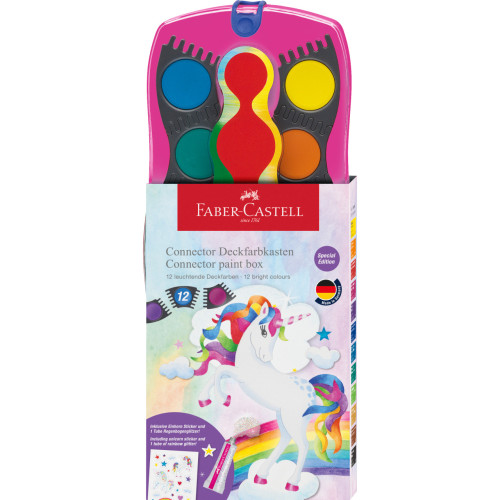 ACUARELE 12 CULORI CONNECTOR ROZ UNICORNI 2023 FABER-CASTELL