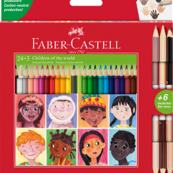CREIOANE COLORATE 24+3 CR. BICOLORE PIELE CHILDREN OF THE WORLD FABER-CASTELL