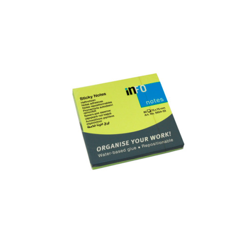 NOTES ADEZIV 75*75MM VERDE NEON 80 FILE INFO NOTES