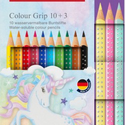 SET PROMO CREIOANE COLORATE 10+3 CULORI GRIP 2001 UNICORNI FABER-CASTELL