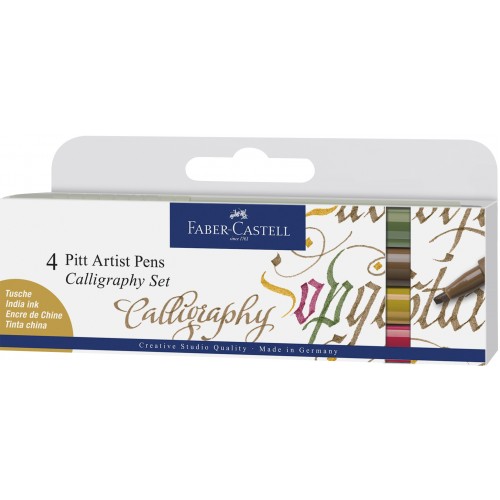 PITT ARTIST PEN CALIGRAFIC SET 4 BUC COLOR FABER-CASTELL