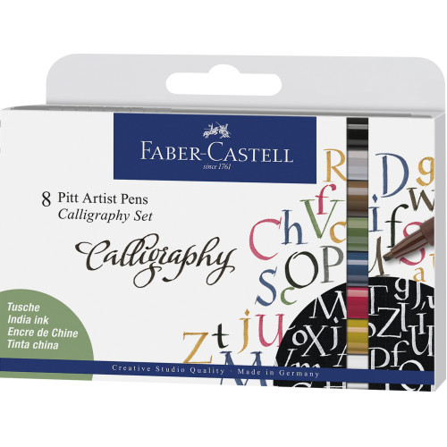 PITT ARTIST PEN SET CALIGRAFIC 8 BUC FABER-CASTELL