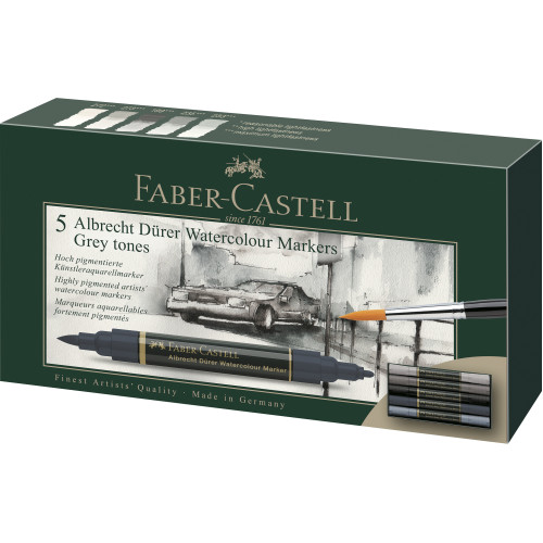 SET 5 MARKERE SOLUBILE TONURI DE GRI A.DURER FABER-CASTELL