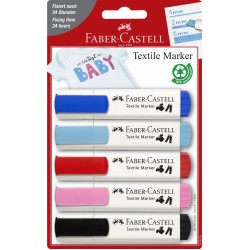 BLISTER 5 MARKERE TEXTILE ROSU-ALBASTRU FABER-CASTELL