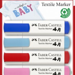 BLISTER 5 MARKERE TEXTILE ROSU-ALBASTRU FABER-CASTELL