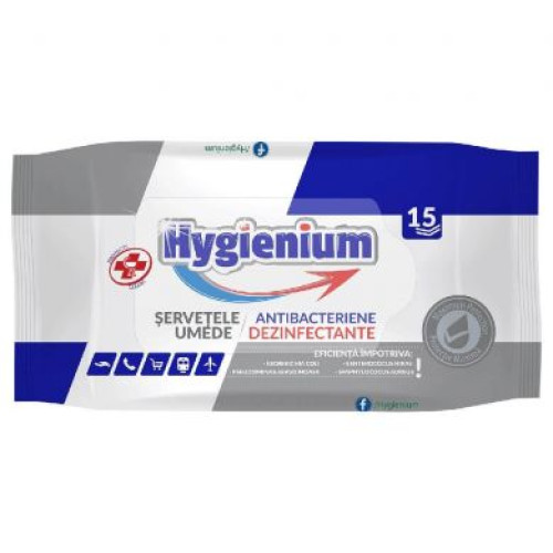 SERVETELE UMEDE ANTIBACTERIENE & DEZINFECTANTE 15BUC HYGIENIUM