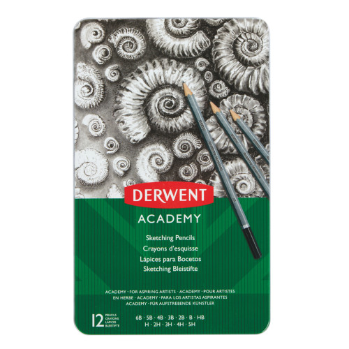 SET 12 BUC CREIOANE GRAFIT 6B-5H CUTIE METAL DERWENT ACADEMY
