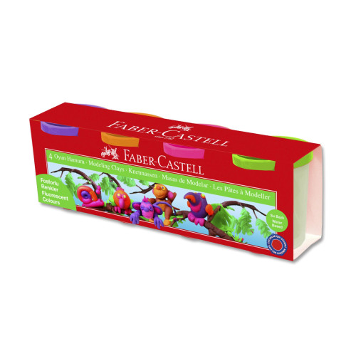 PLASTILINA 4*130G CULORI NEON FABER-CASTELL