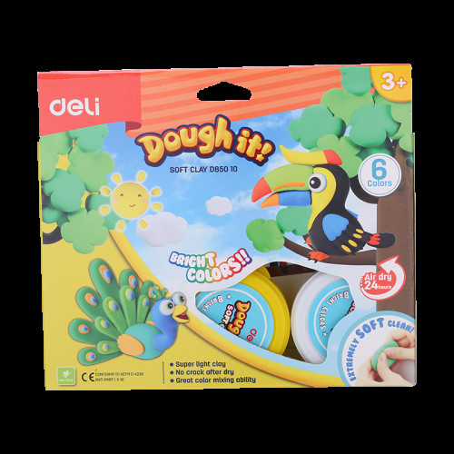 PLASTILINA SOFT LIGHT 6 BORCANE* 15G DELI