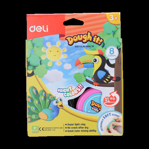 PLASTILINA SOFT LIGHT 8 BORCANE* 15G DELI