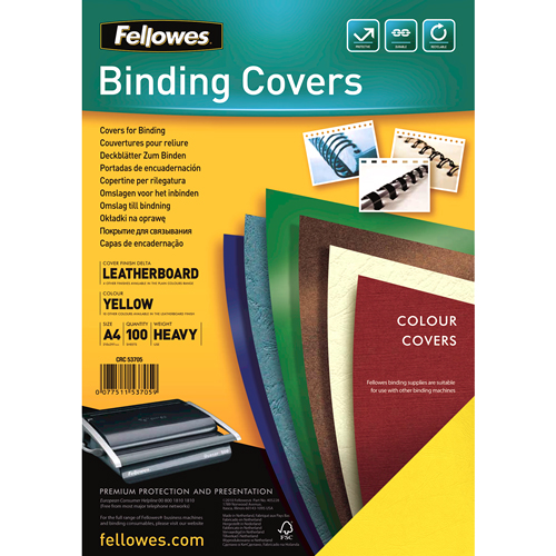 COPERTI CARTON A4 GALBENE 100/TOP FELLOWES