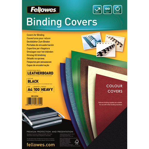 COPERTI CARTON A4 NEGRE 100/TOP FELLOWES