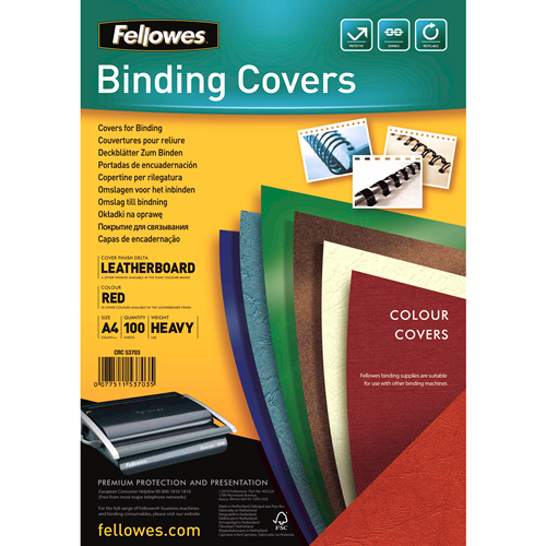 COPERTI CARTON A4 ROSII 100/TOP FELLOWES
