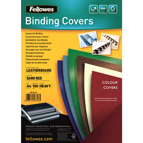 COPERTI CARTON A4 ROSU INCHIS 100/TOP FELLOWES
