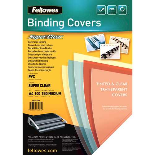 COPERTI PLASTIC A4 150 MICRONI TRANSPARENTE 100/TOP FELLOWES