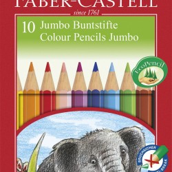 CREIOANE COLORATE 10 CULORI JUMBO+ASCUTITOARE FABER-CASTELL